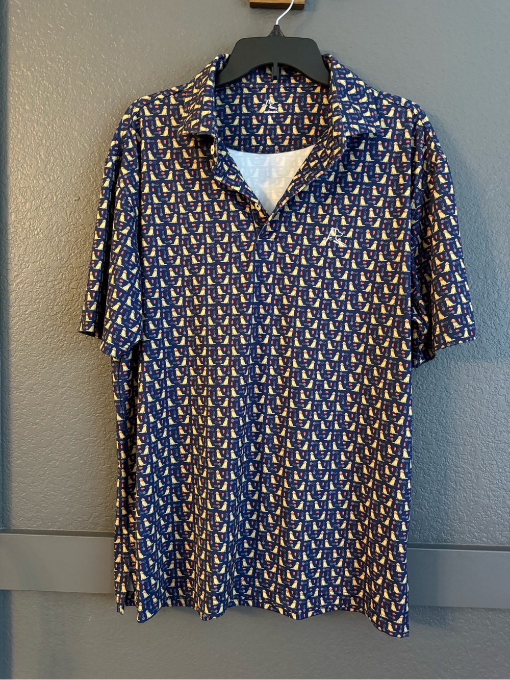 RHOBACK • The Golden retriever performance polo short sleeve shirt Large